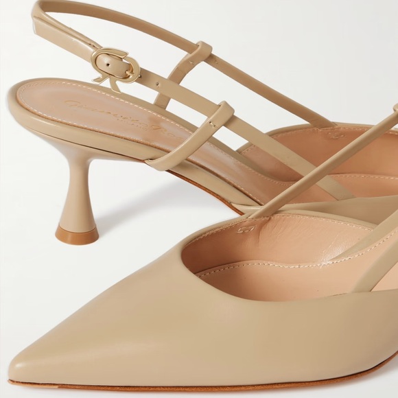Gianvito Rossi Ascent 55 Beige Leather Slingback Pumps - 38.5 NWOT Made in Italy - Picture 6 of 12